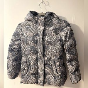 GapKids Primaloft Winter Coat silvery blue floral Medium (8)